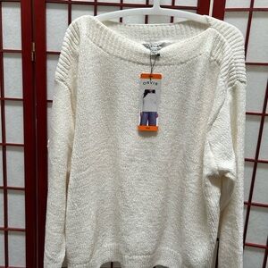 Orvis Cream Scoop Neck Pullover Sweater